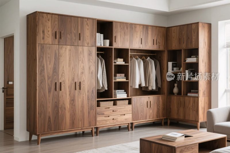 现代实木衣柜收纳柜