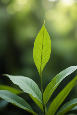 背景模糊的绿叶高清风景摄影图片