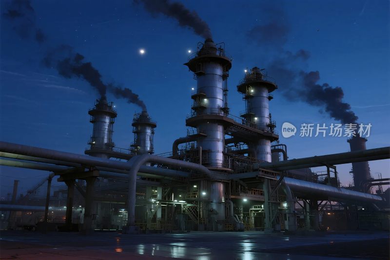 夜幕下的工业工厂设施