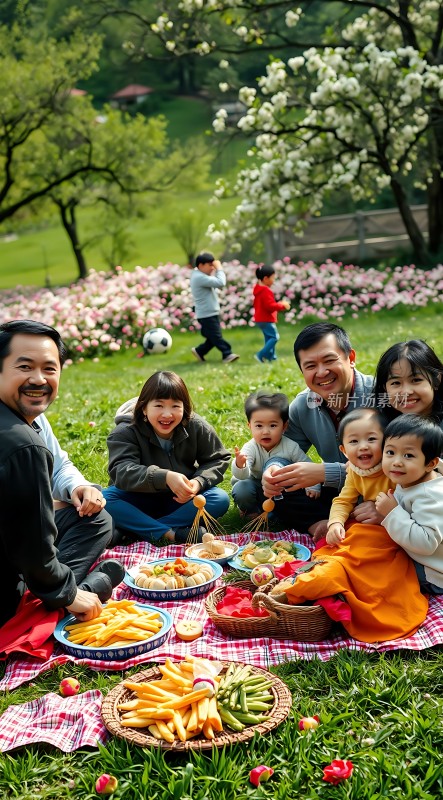家庭野餐春日时光