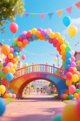 彩色气球拱门彩虹桥 彩色气球拱门彩虹桥