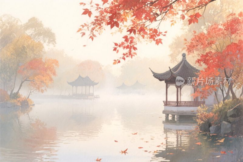 古风山水风景插画