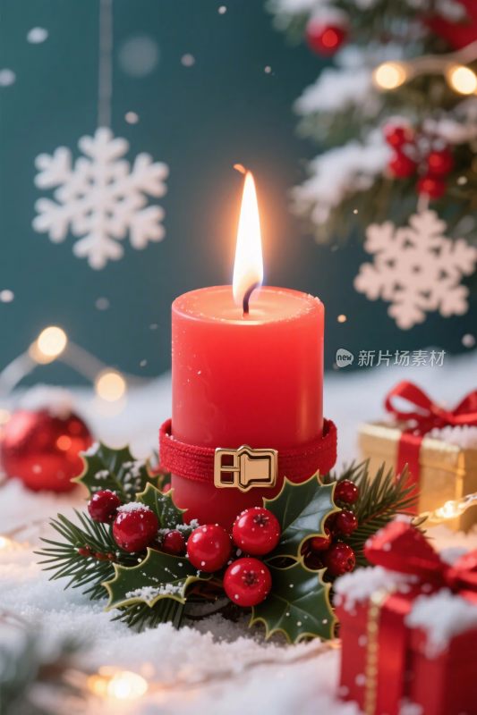 圣诞红烛装饰图