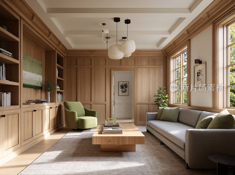 温馨木质风客厅室内场景
