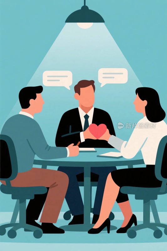三人商务洽谈插画