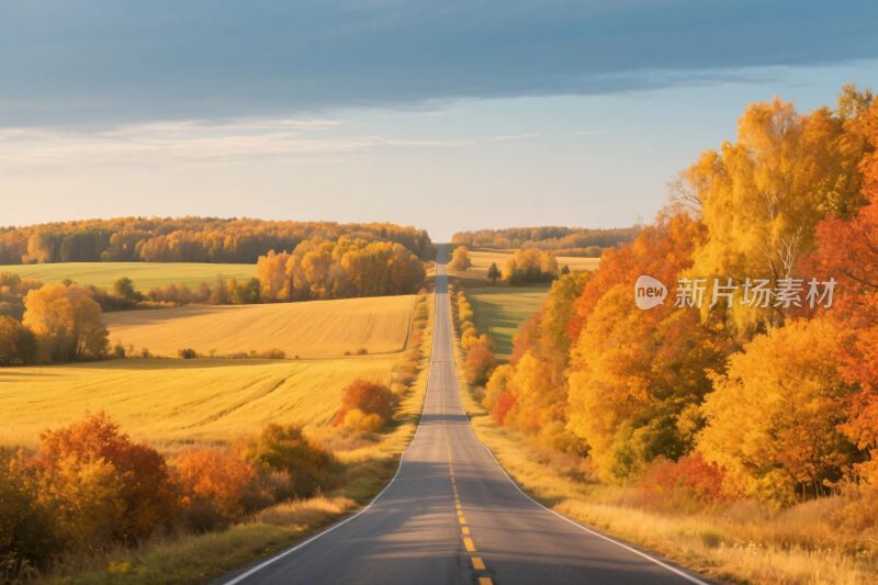 秋日公路风景图