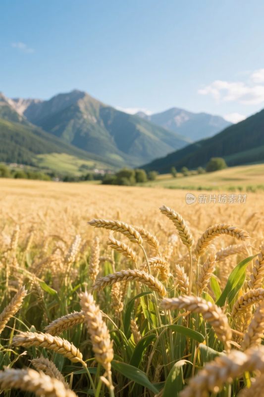 金色麦田远山风景