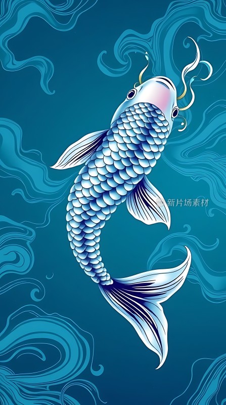 蓝白锦鲤游动图
