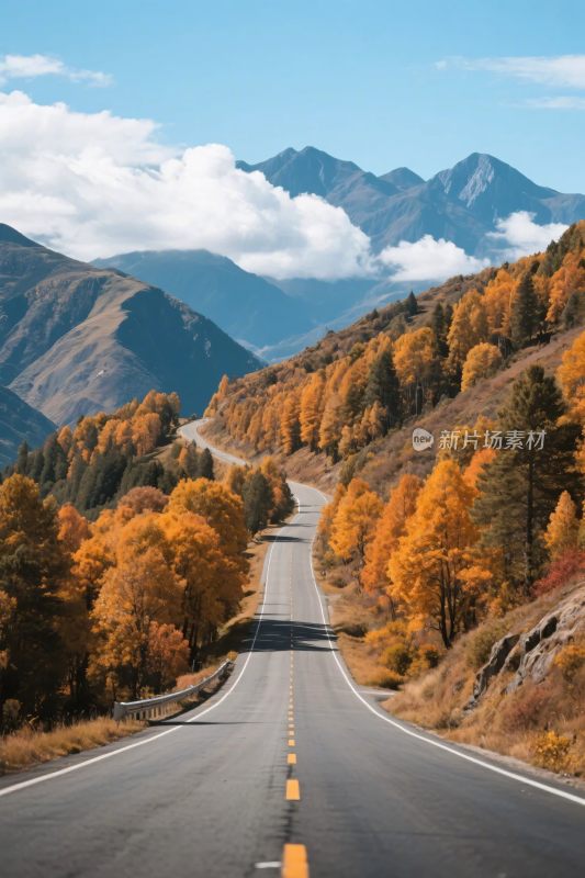秋景山间公路风景