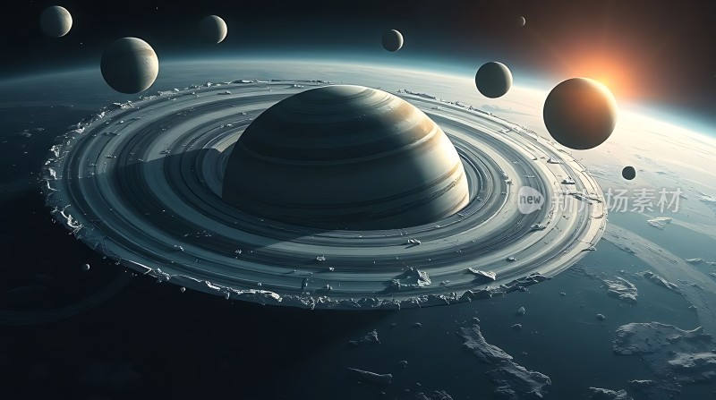 太阳系奇观土星环与卫星壮丽景象