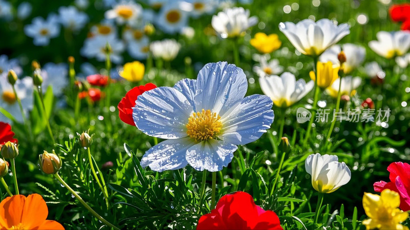 五彩缤纷的春日花园花海