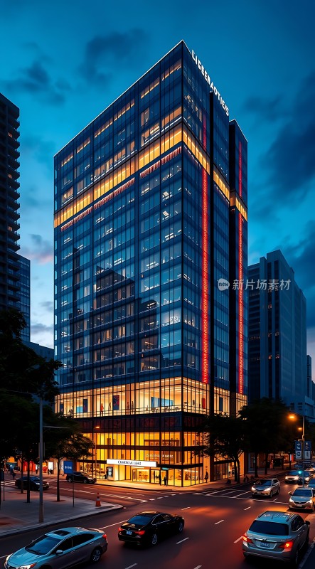 繁华都市夜景下的现代建筑群