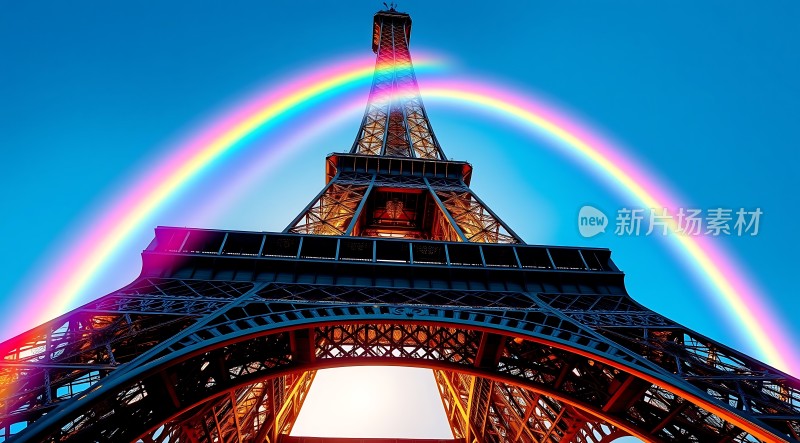 埃菲尔铁塔下的双彩虹