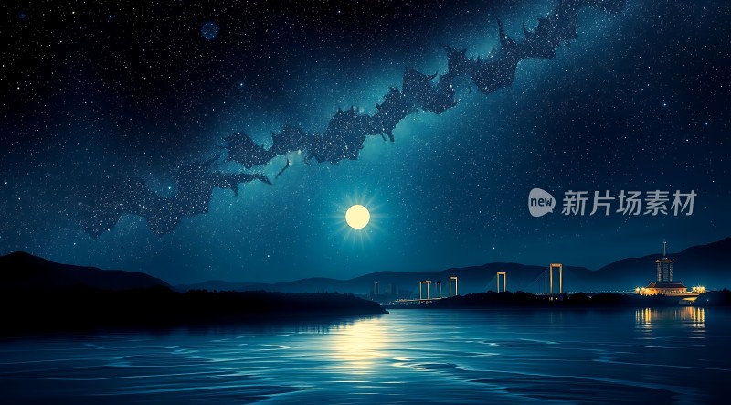 夜幕下的星河与灯火