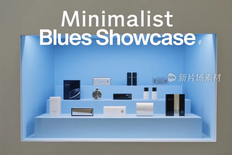 极简蓝色商品展示架