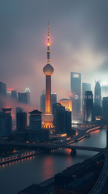 东方明珠与城市夜景