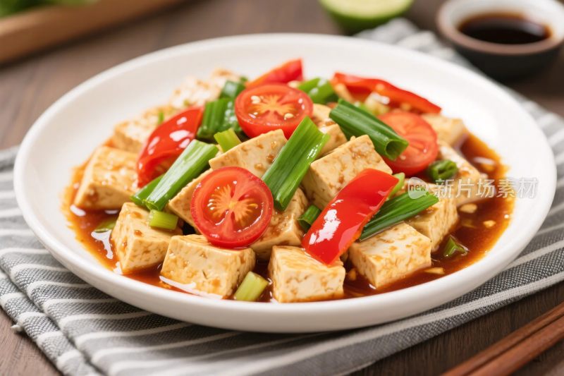 中式酸辣豆腐美食图