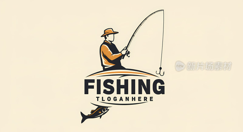 钓鱼标志插画