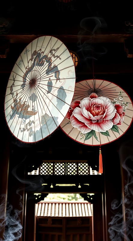 古典油纸伞下的宁静时光