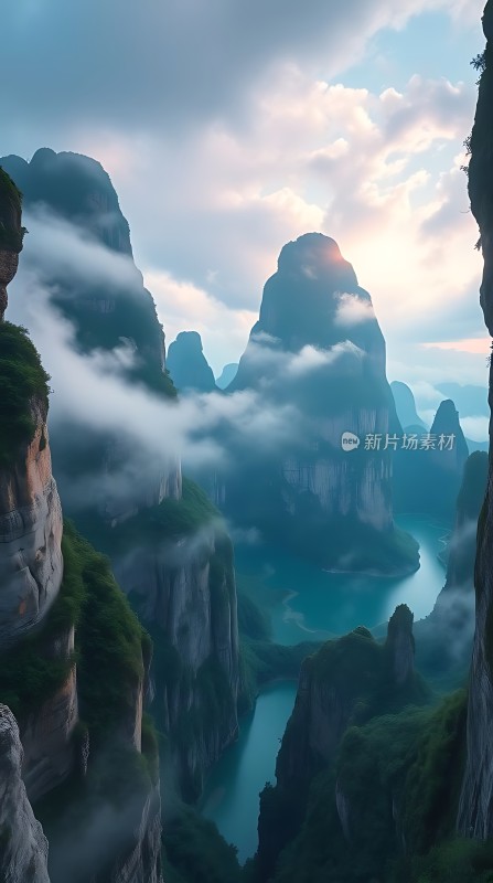 云雾缭绕的山川美景