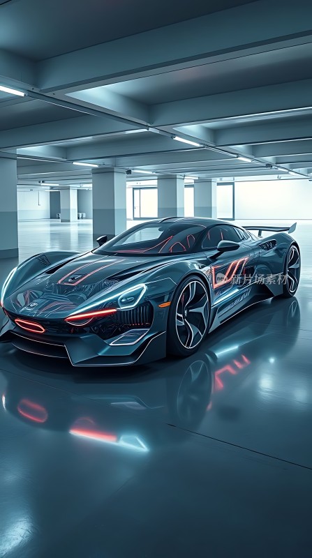 未来科技座驾黑色跑车闪耀车库