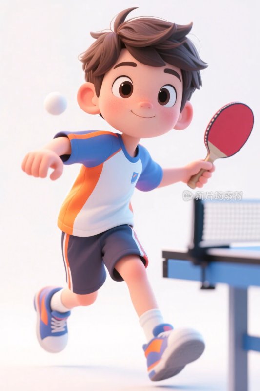 乒乓球卡通男孩