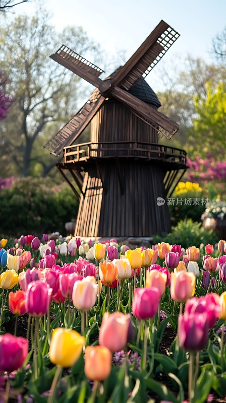 风车花海春意盎然