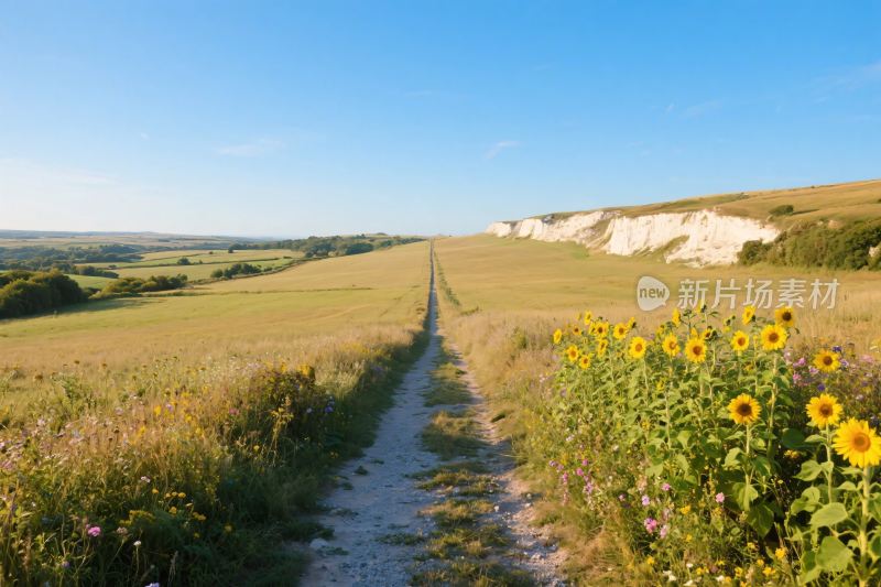田园风景向日葵小径