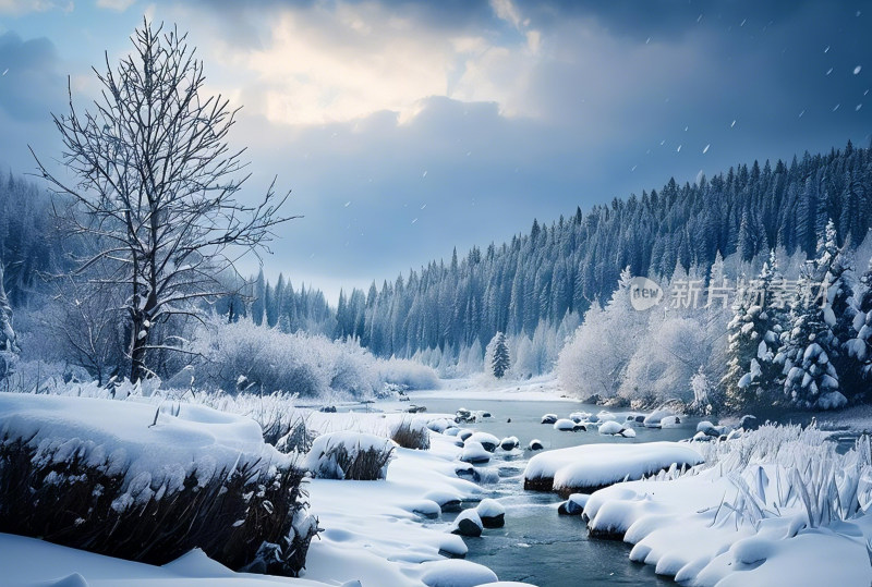 冬天冰雪天空自然风景