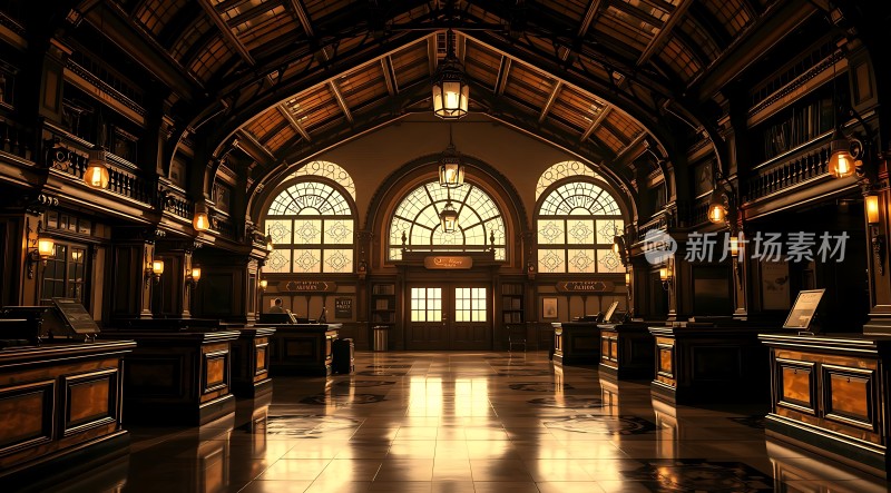 宏伟大厅光影交错古典与现代交融