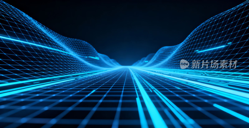 蓝色商务科技光轨光效背景