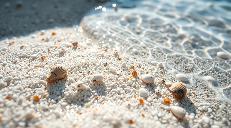 阳光下的贝壳沙滩