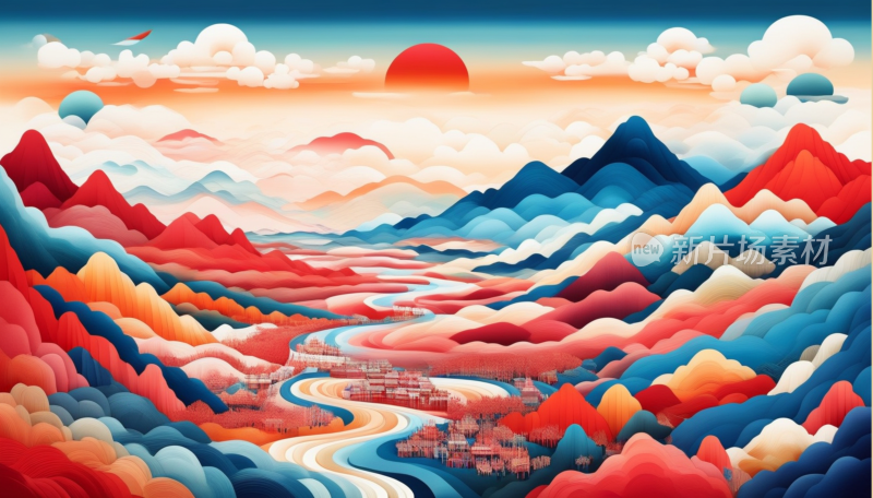 中国画山水画背景