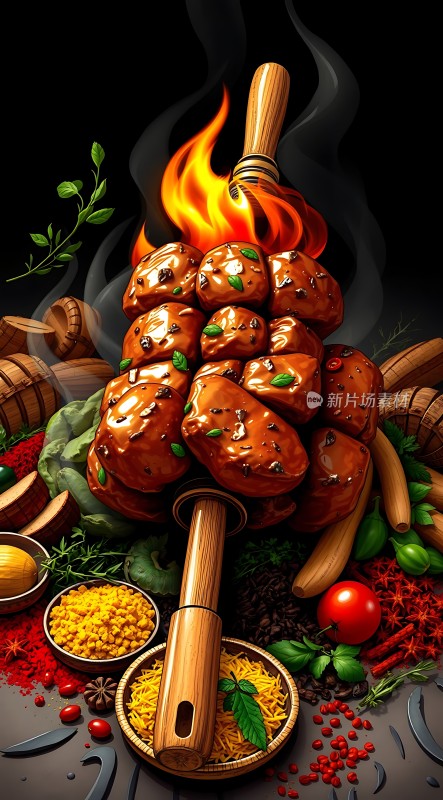 烤串盛宴香辣诱人