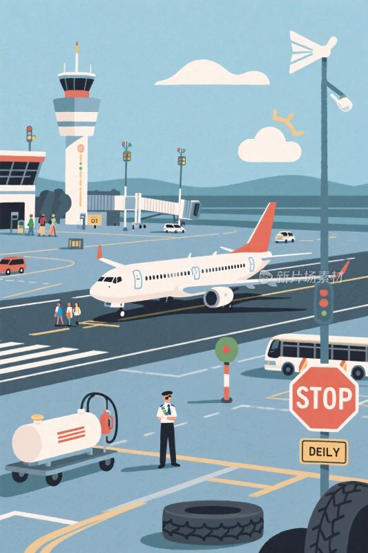 机场场景插画