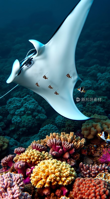 蝠鲼遨游珊瑚海