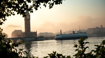 泰晤士河畔伦敦眼日落美景 泰晤士河畔伦敦眼日落美景