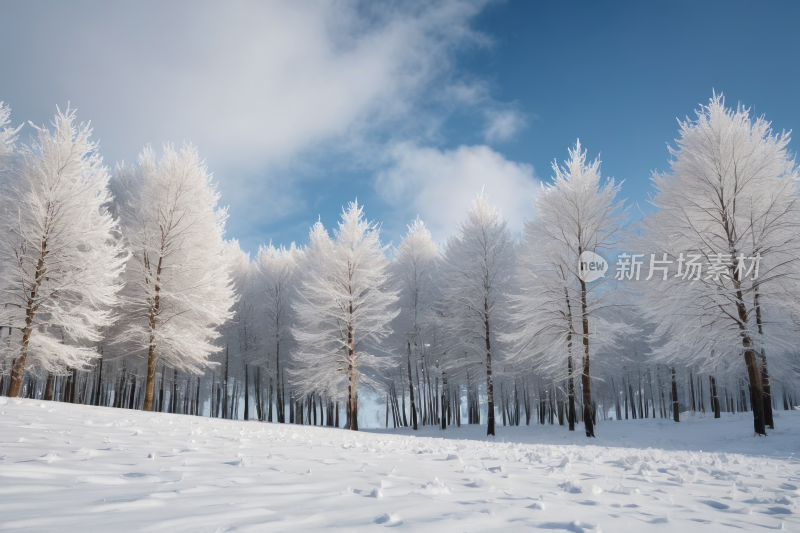 雪林中树木被雪和霜覆盖高清风景图片