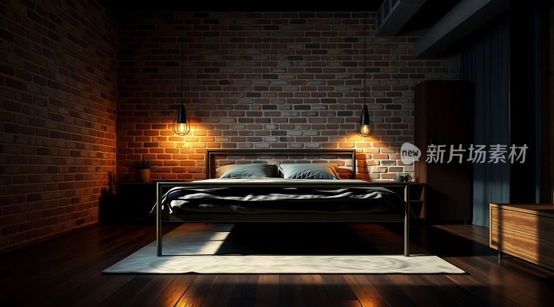 现代砖墙卧室简约风格温馨舒适