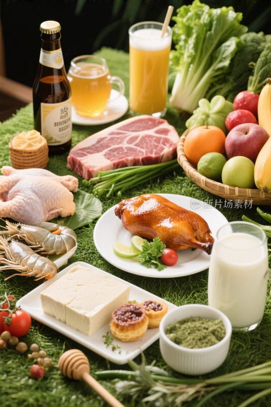 美食食材拼盘图