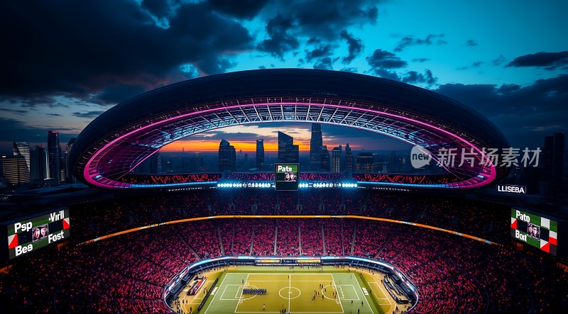 新片场素材足球比赛现场观众席和球场尽收眼底
