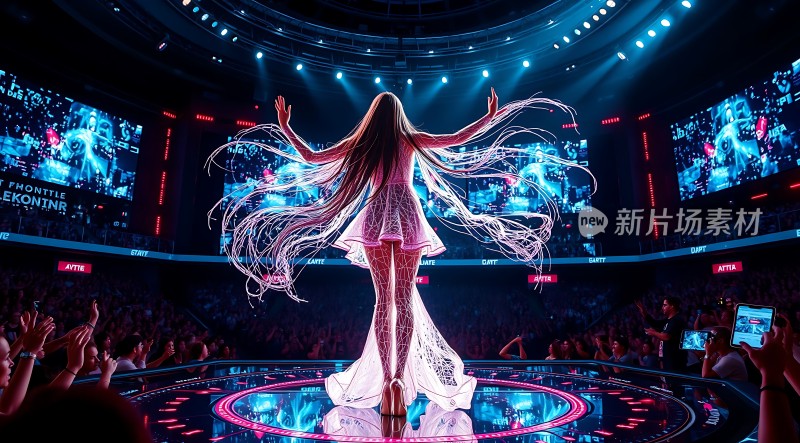 舞台上的长发舞者