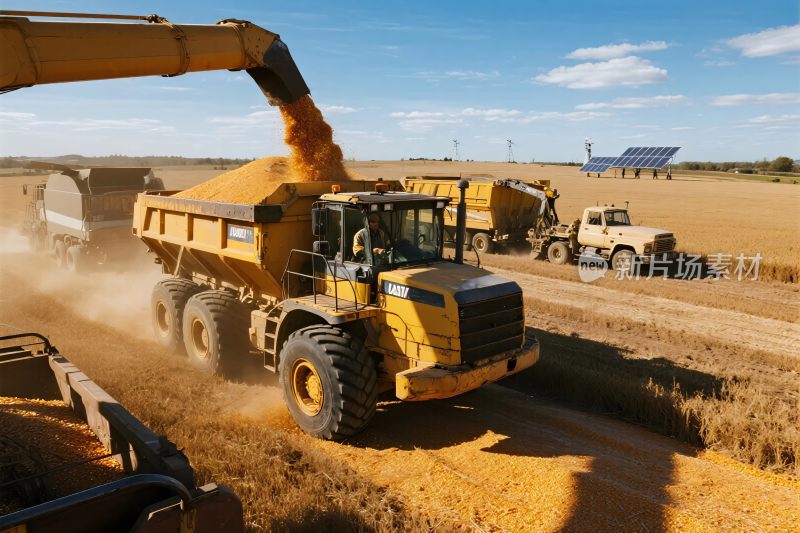 农田中工程车作业场景