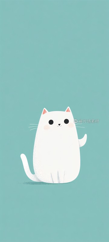 可爱白色猫咪插画