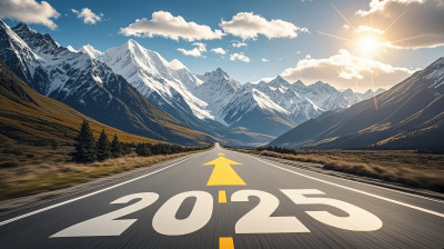 2025新年道路创意风景商务概念图