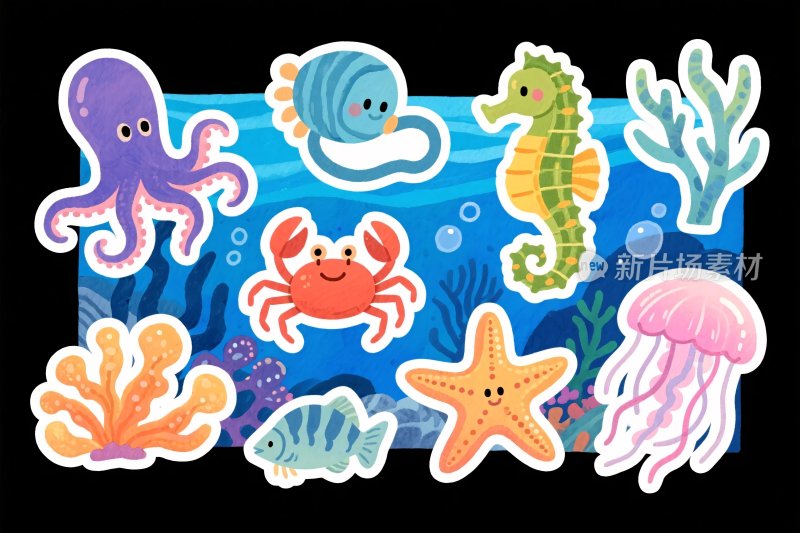 海洋生物卡通插画