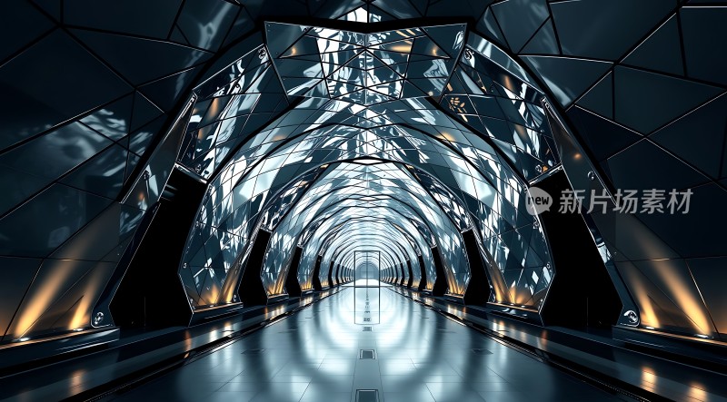 未来科技隧道光影交错探索未知