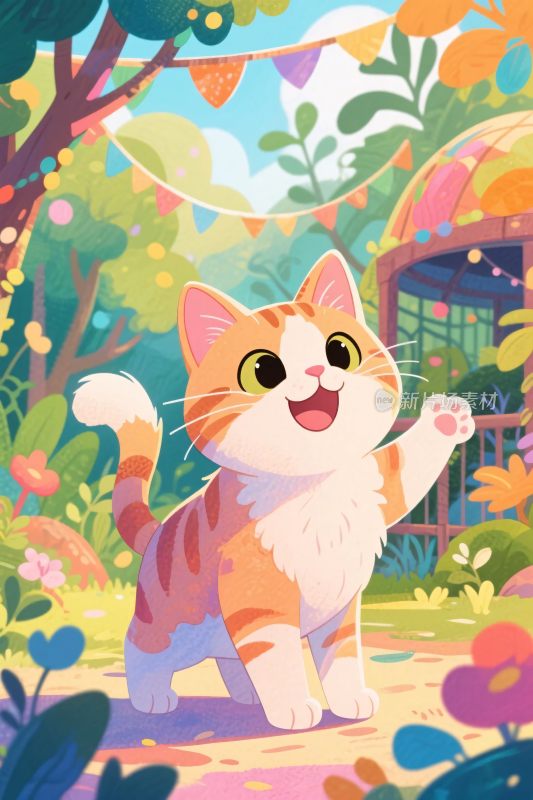 卡通橘猫欢乐场景