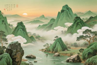 古典山水国风插画