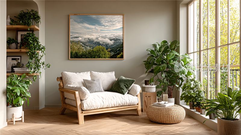 室内绿植与装饰画的温馨角落